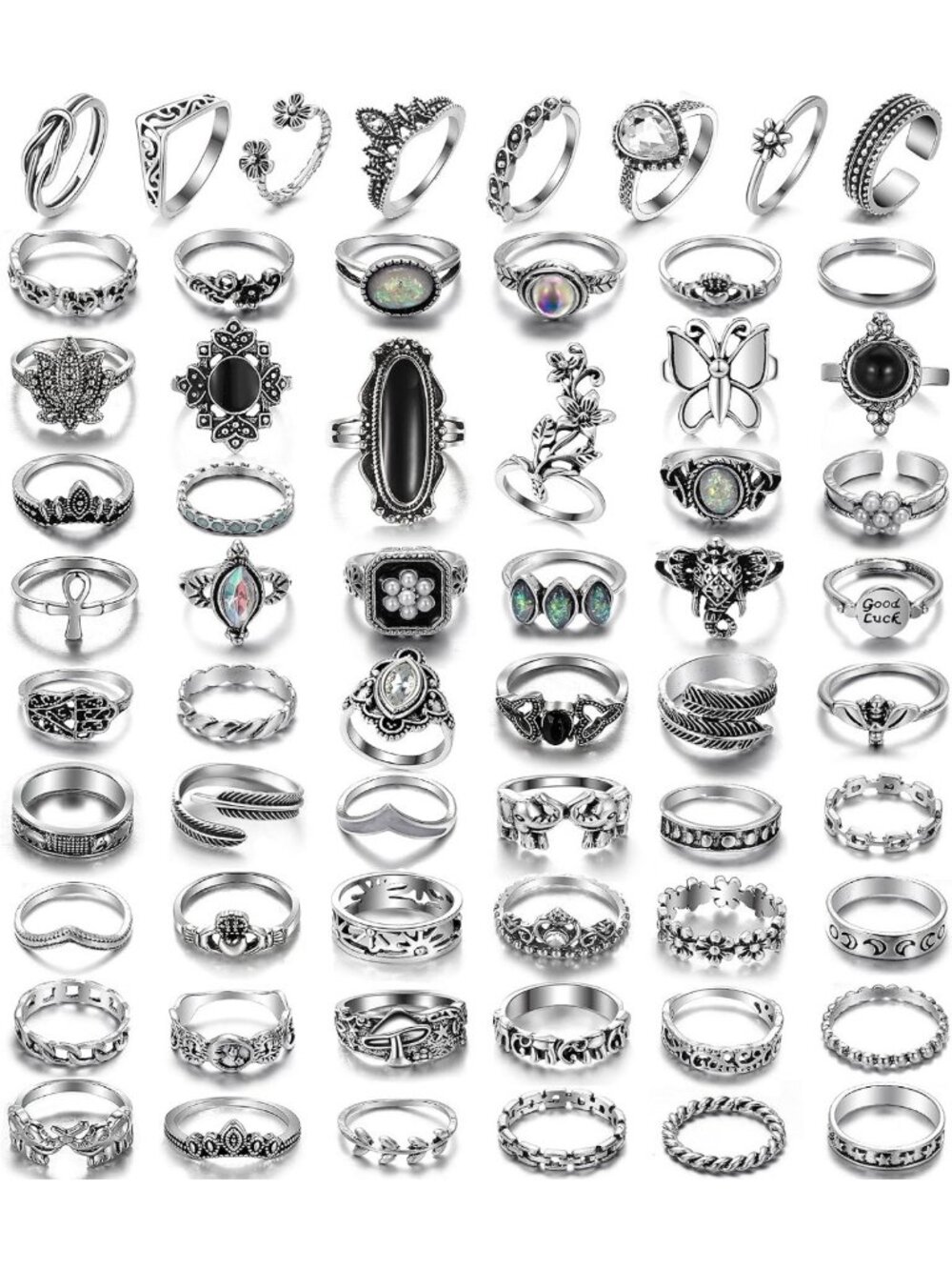 Chunky Vintage Silver Knuckle Rings Set for Women & Men | Boho Style Jewelry